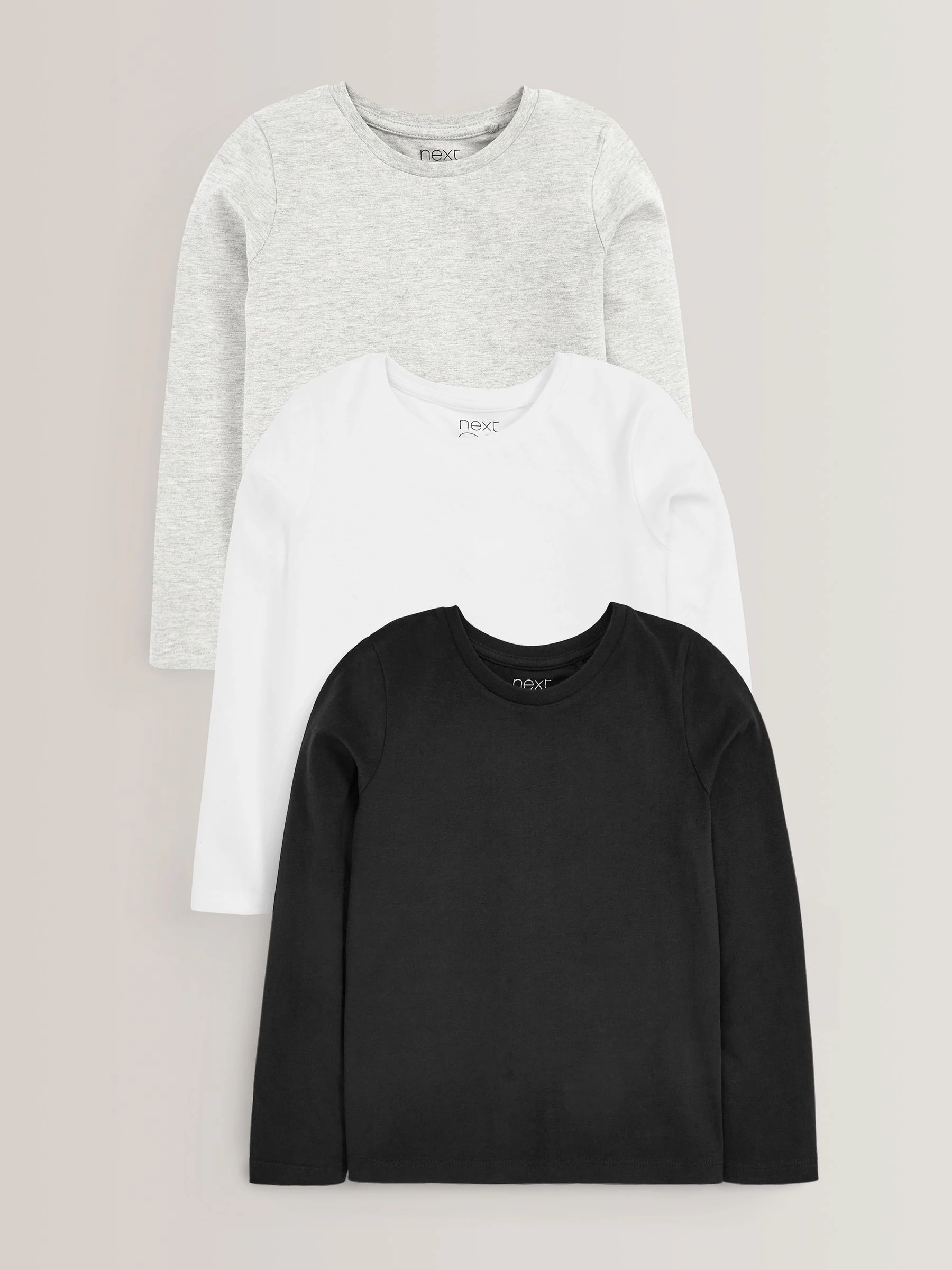 Monochroom - Verpakking van 3 basis T-shirts met lange mouwen (3-16jr)