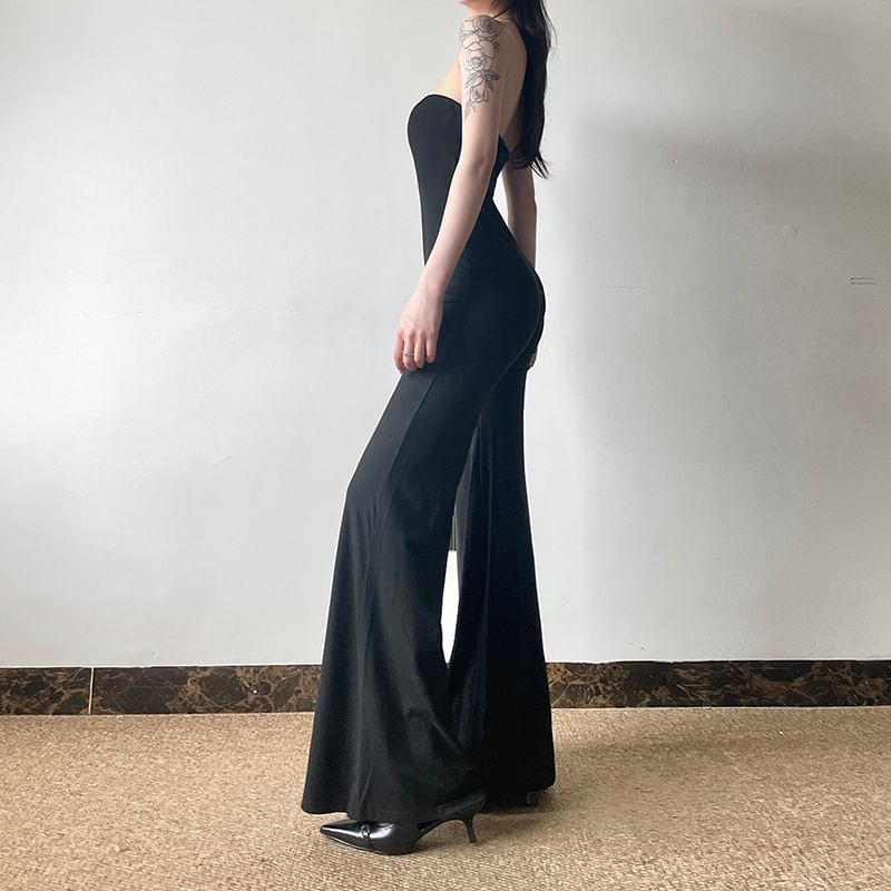 Honey River - Strapless effen uitlopende jumpsuit