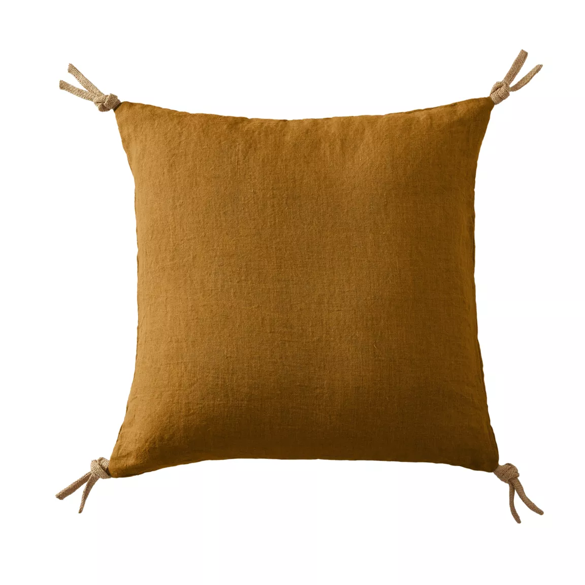 Coussin carré lin lavé (45 cm) Louise Caramel