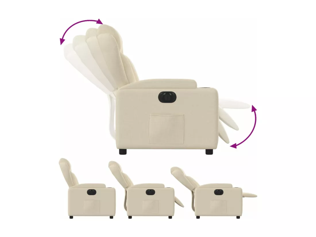Fauteuil inclinable électrique Crème Tissu