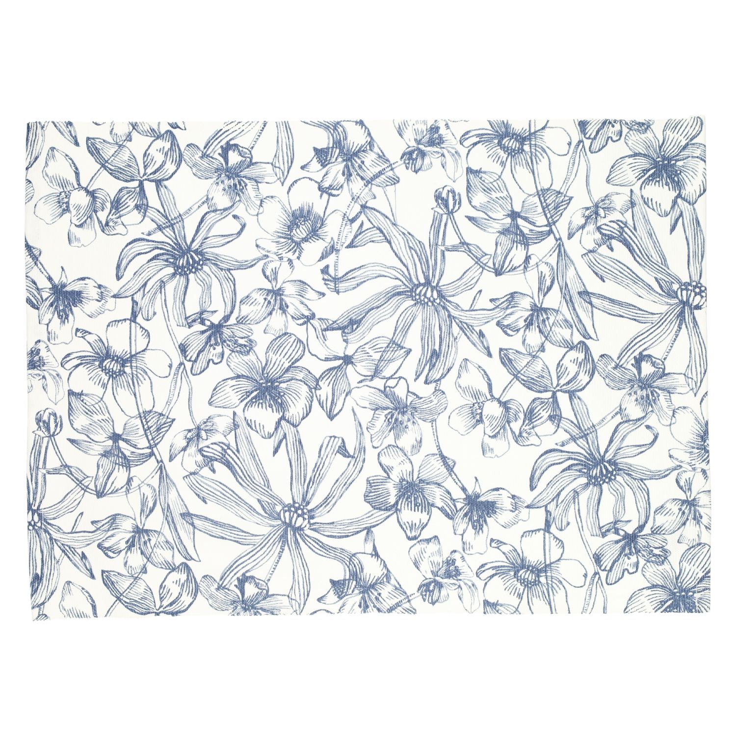 Placemat, GOTS bio-katoen, blauwe bloem, 35 x 50 cm