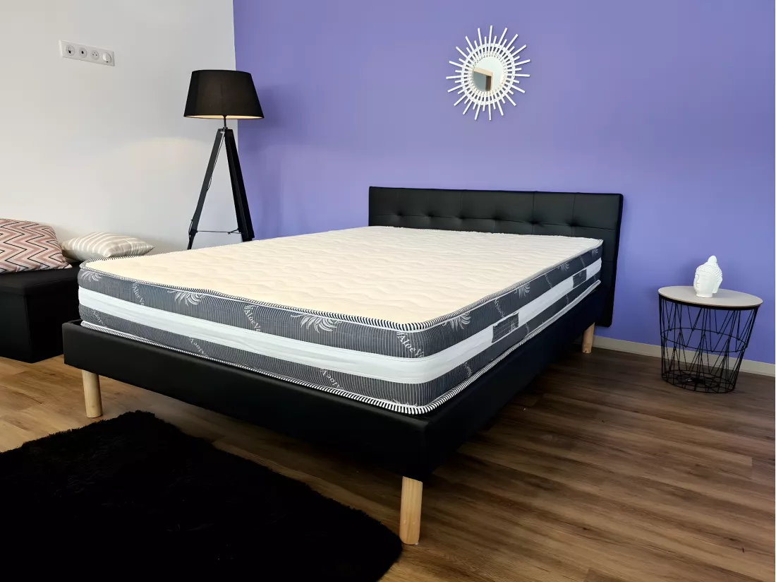 Lot de 2 Matelas s 90x190 x 22 cm + 2 Oreillers Mémoire + 2 Alèses - Ferme - Face Hiver Laine - ame rembourrage 100 % po