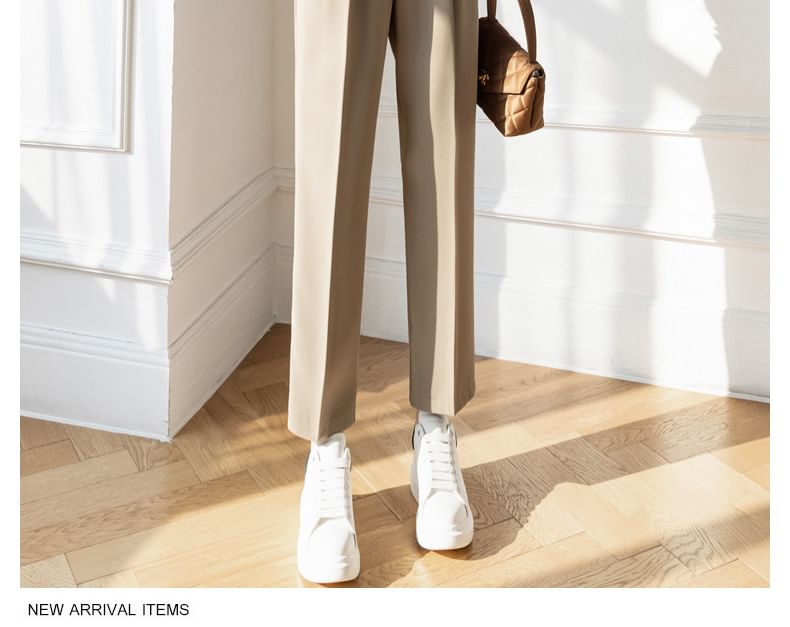 Sienne - Hoge taille effen cropped taps toelopende broek
