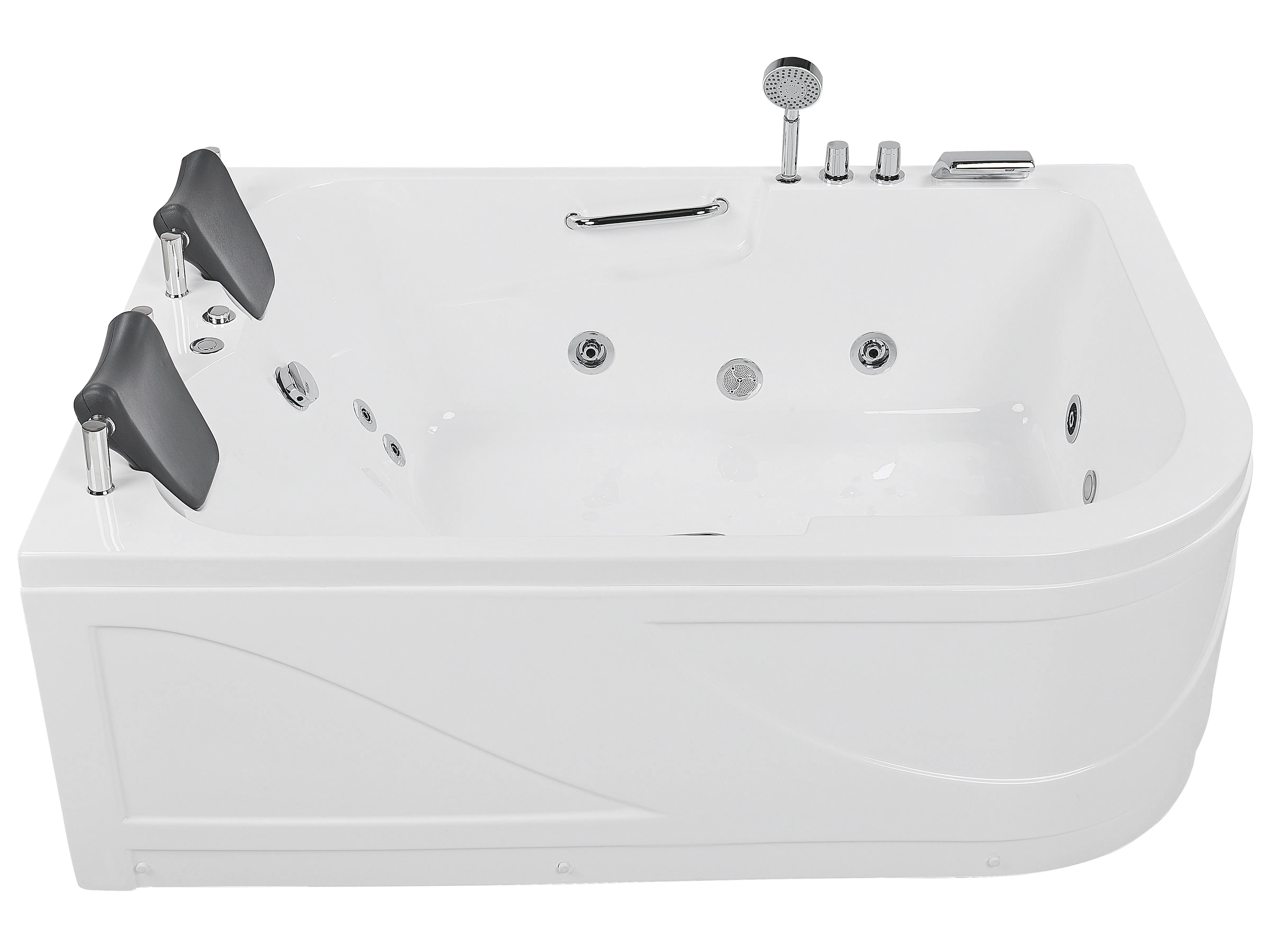 Hoek bubbelbad met LED BAYAMO rechtszijdig 170 x 120 cm Wit