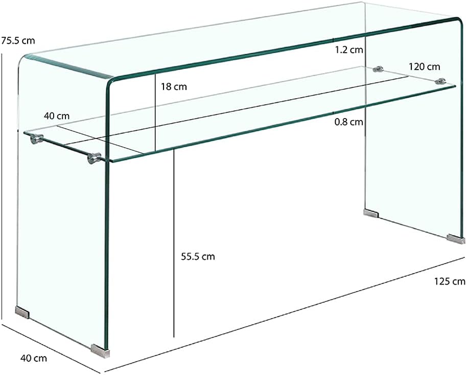 Meubletmoi Konsole aus gehärtetem Glas - transparentes Regal - schlankes Design Eingangstisch - Ice