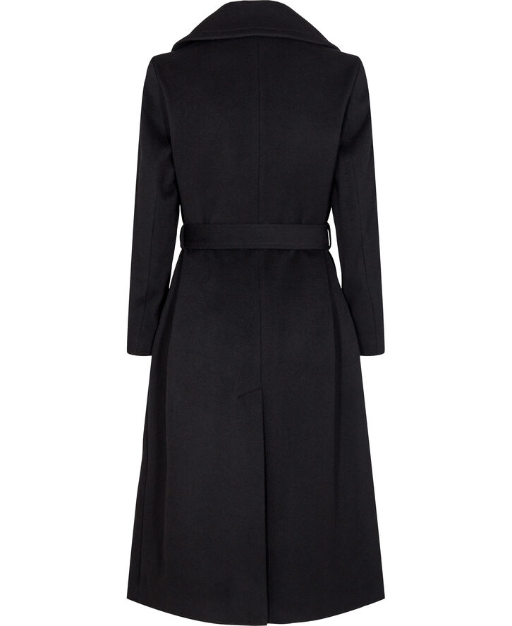Sand Cashmere Coat W - Clareta Belt Long Sort