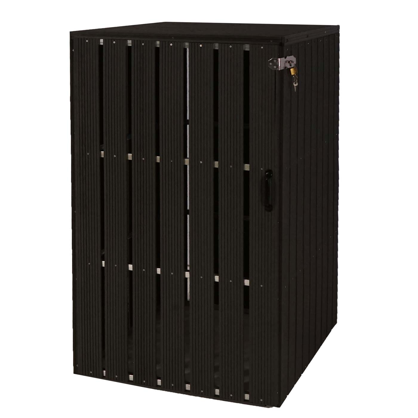 XL 1er-/2er-WPC-Mülltonnenverkleidung MCW-J28, Mülltonnenbox, Metall Holzoptik, erweiterbar ~ anthrazit