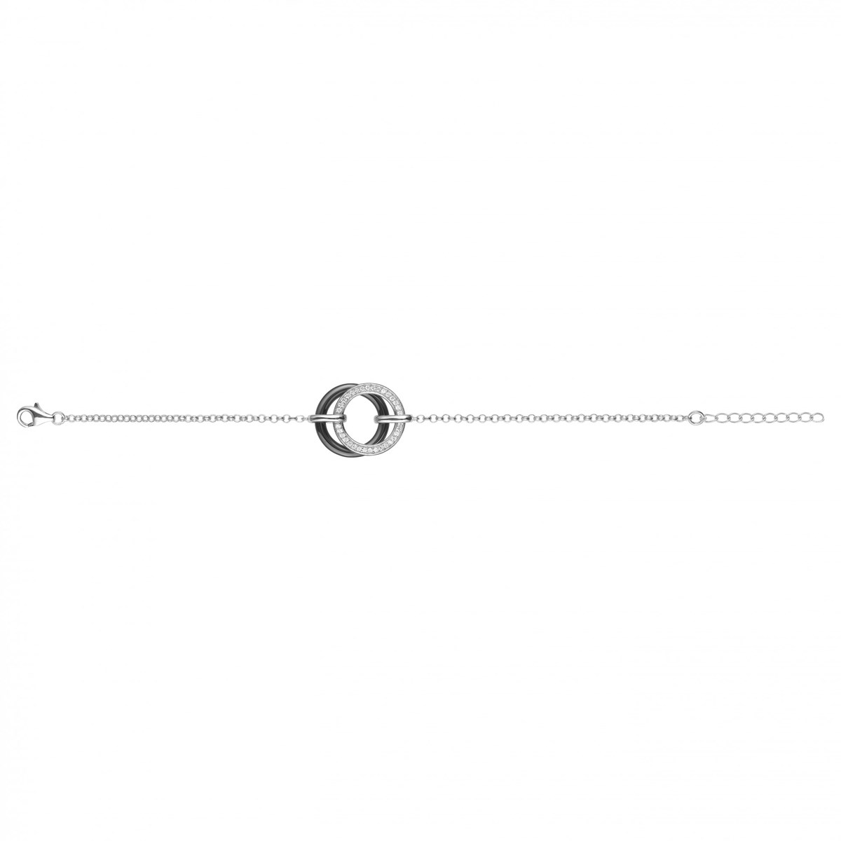 Bracelet souple en Argent avec oxyde de zirconium blanc