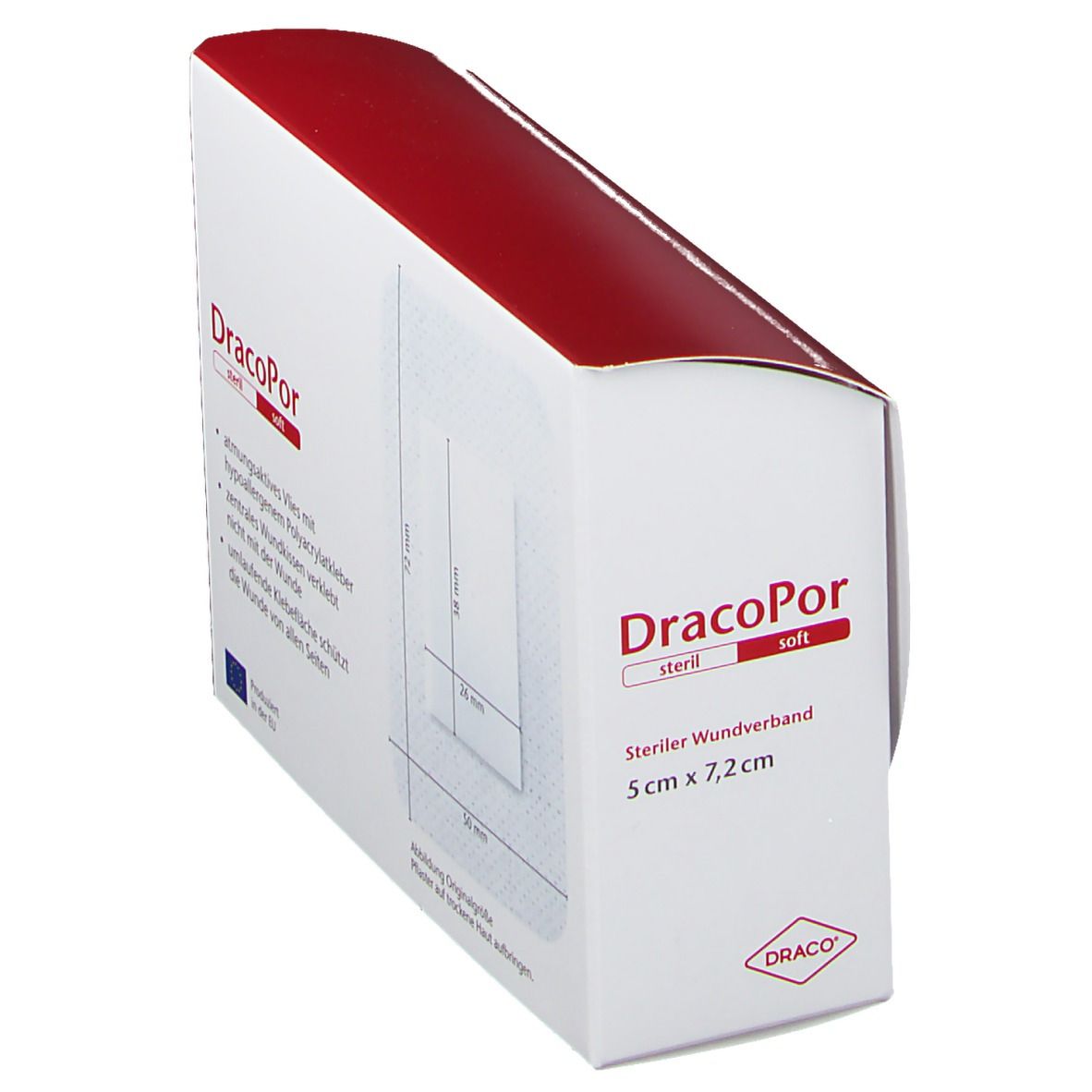 DracoPor Wundverband Soft weiß steril  7,2 x 5 cm