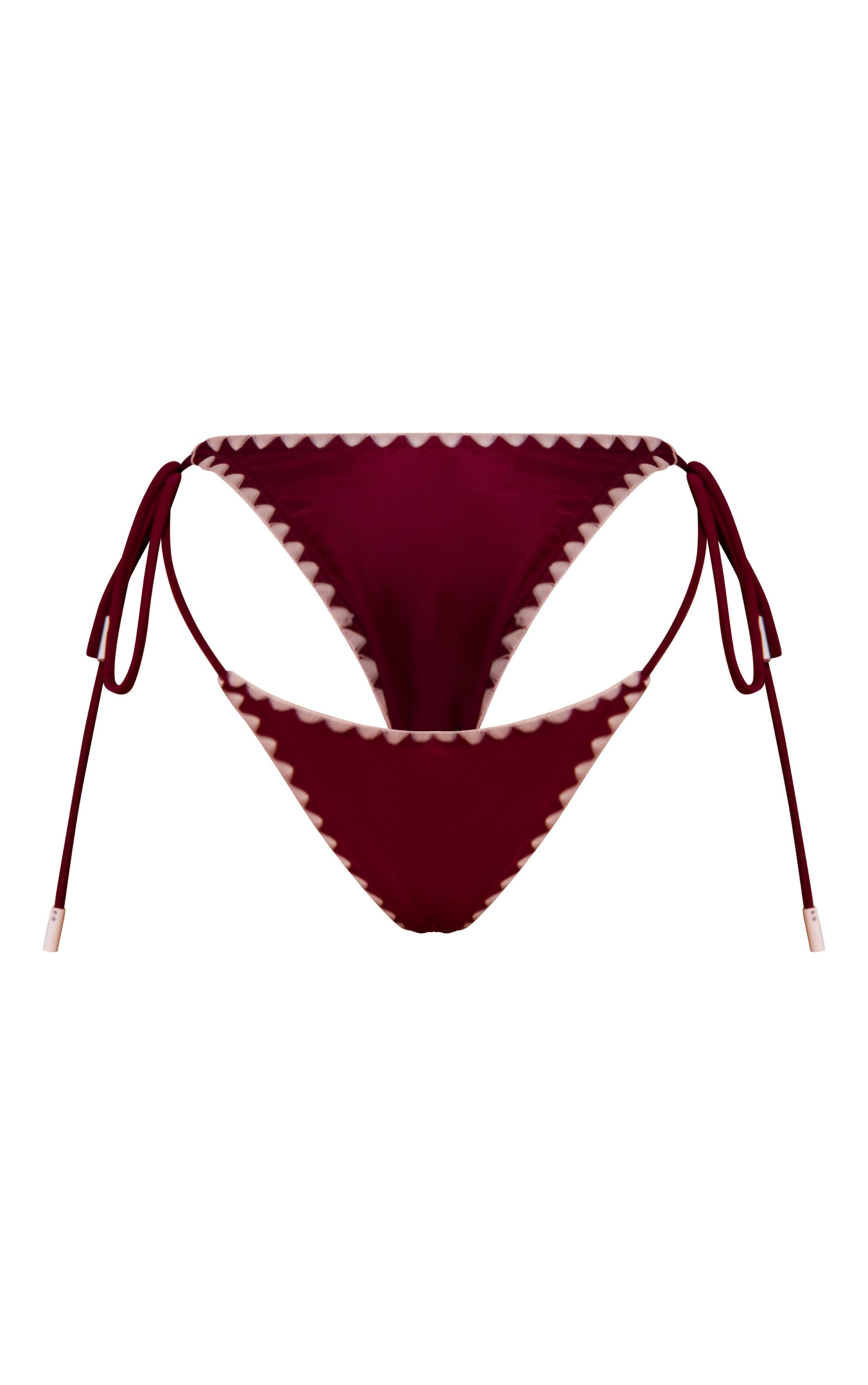 Prune Bas De Bikini À Nouer Sur Les Côtés Avec Surpiqûres Contrastées