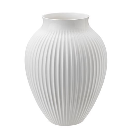 Knabstrup Riflet Vase, Hvid, H27 cm