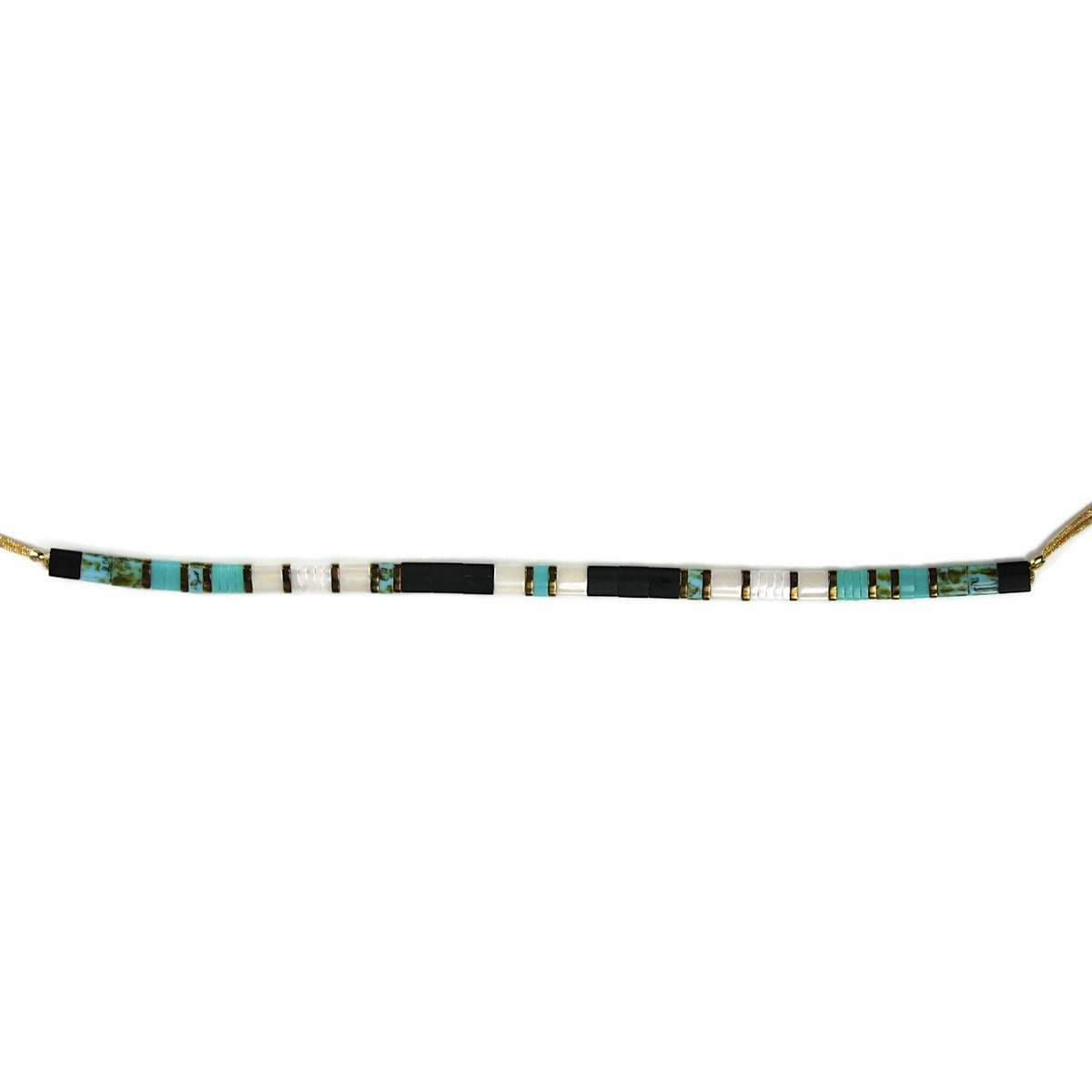 Bracelet Claire BERTEAU Aqua Perles plates en verre 1