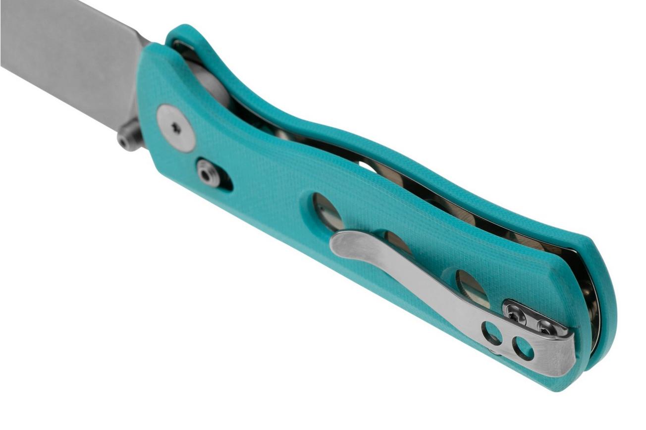 QSP Knife Canary Glyde 150GL-C1 Stonewashed 14C28N, Blue G10, zakmes