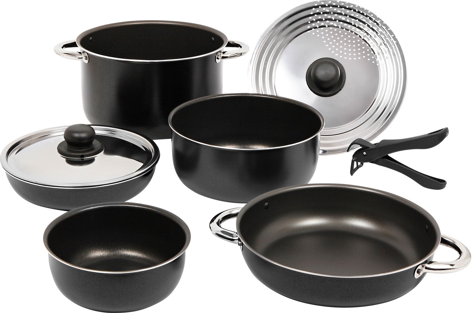 Berger Aluminiumtopfset stapelbar black 9 teilig schwarz