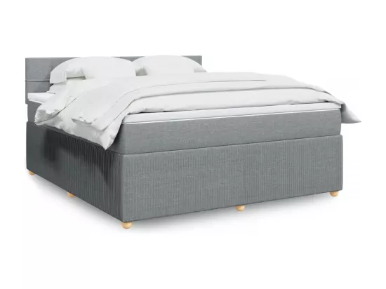 Sommier à lattes de lit avec matelas Gris clair 180x200cm Tissu