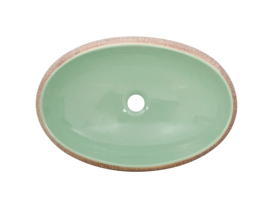VIDAXL - Vasque à poser vert et marron ovale 59x40x15 cm céramique