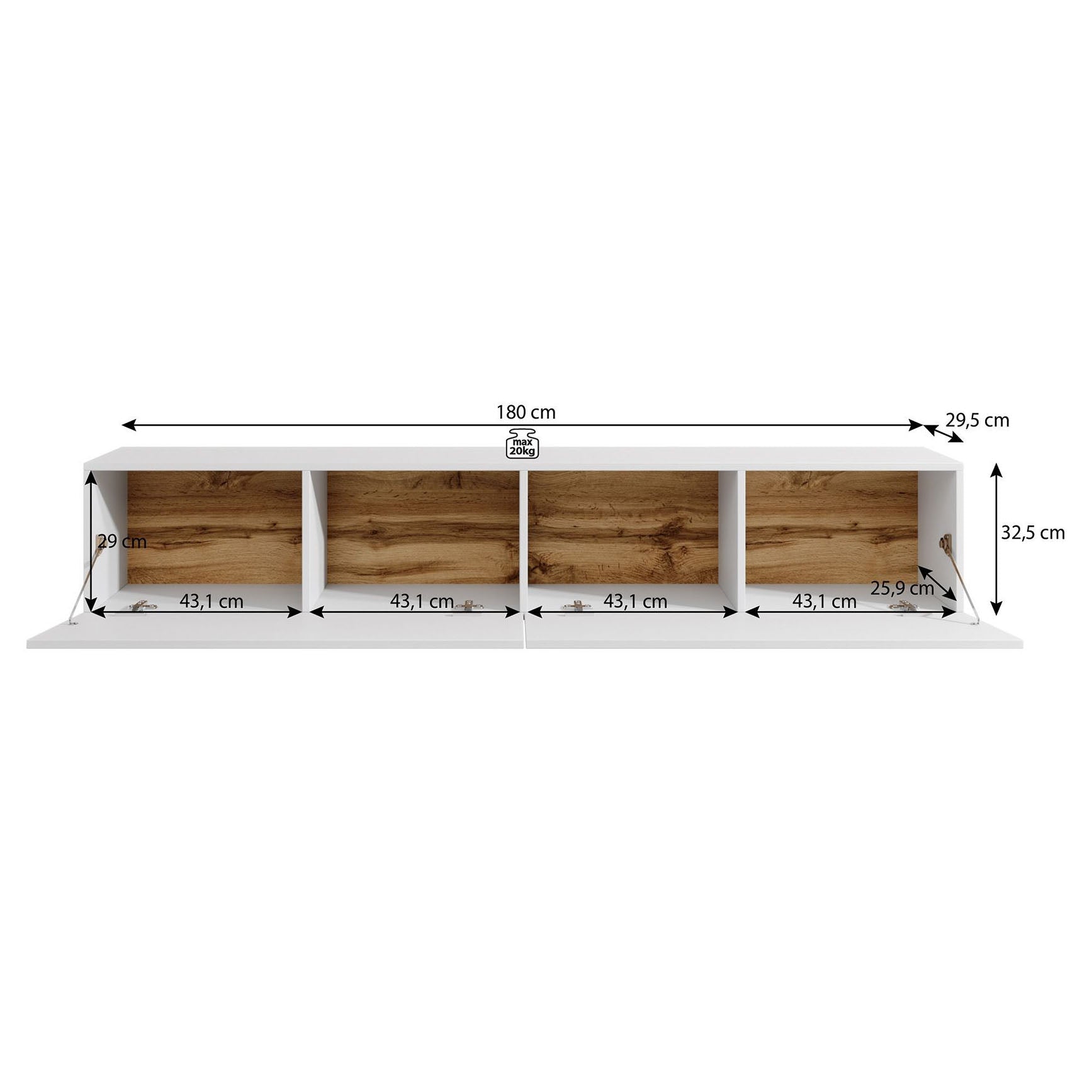 Meubella - TV-Meubel Asilento - Mat wit - 180 cm