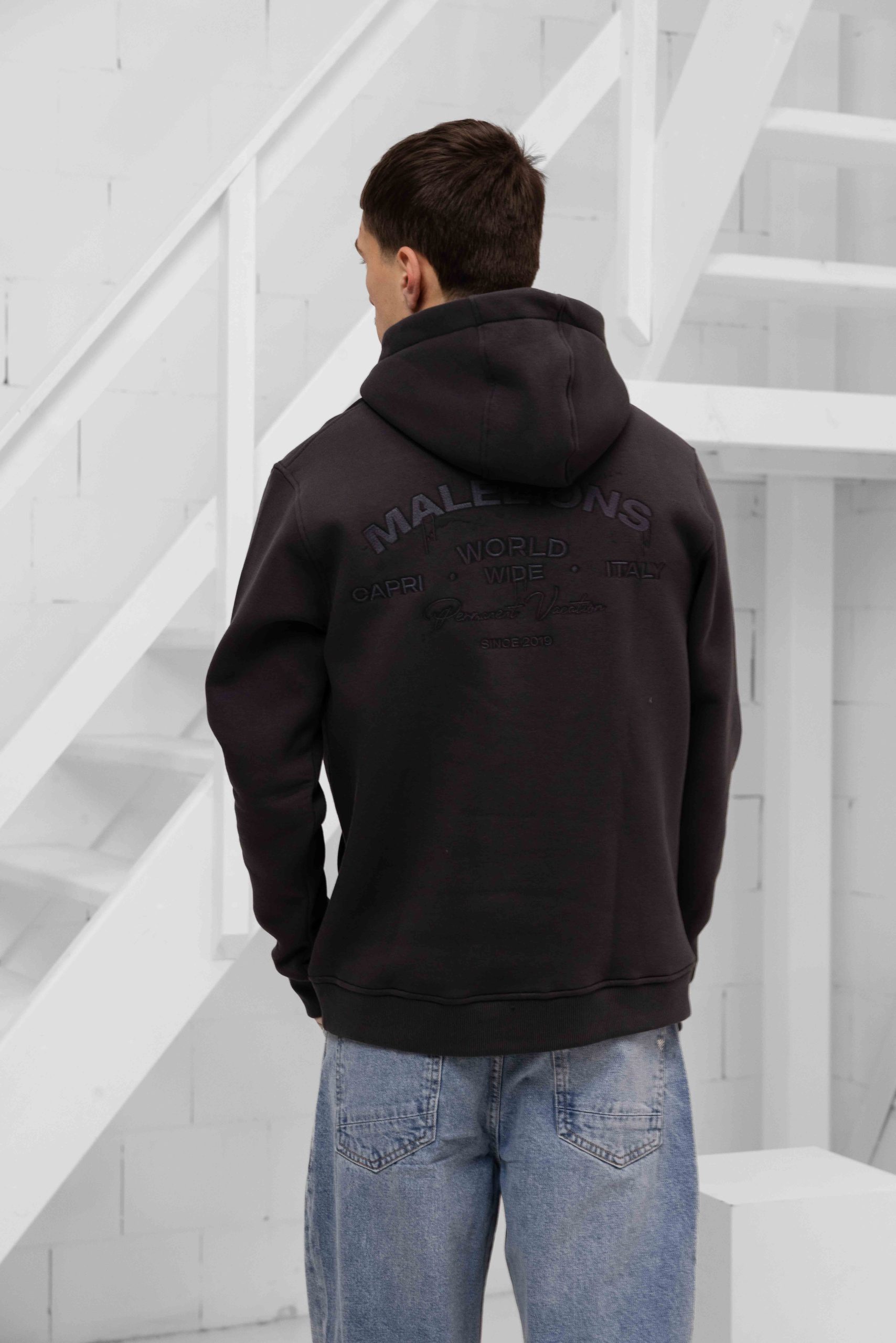 Malelions Permanent Vacation Hoodie Heren Donkergrijs