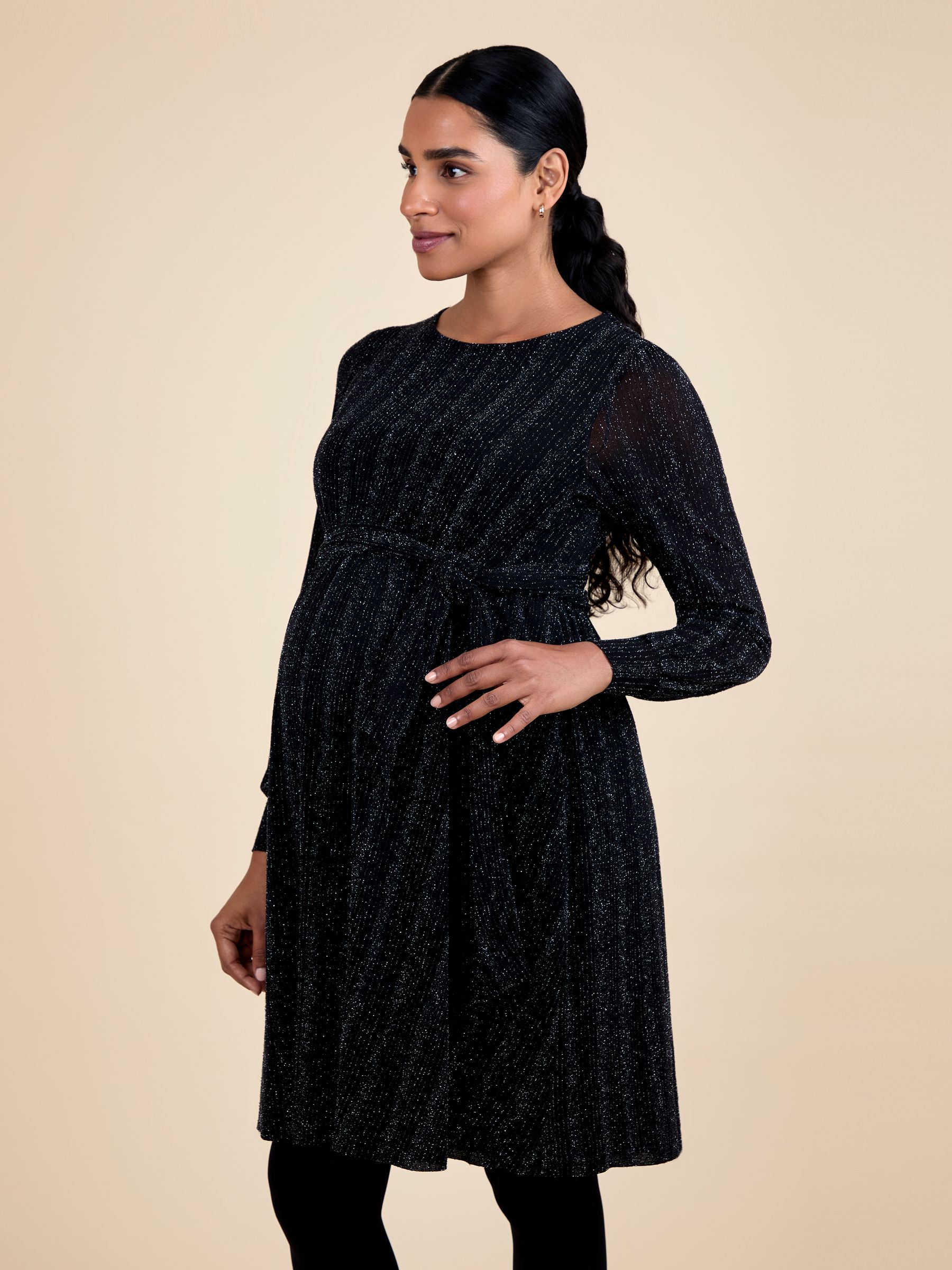 JoJo Maman Bébé Sparkle Maternity Mini Dress With Tie