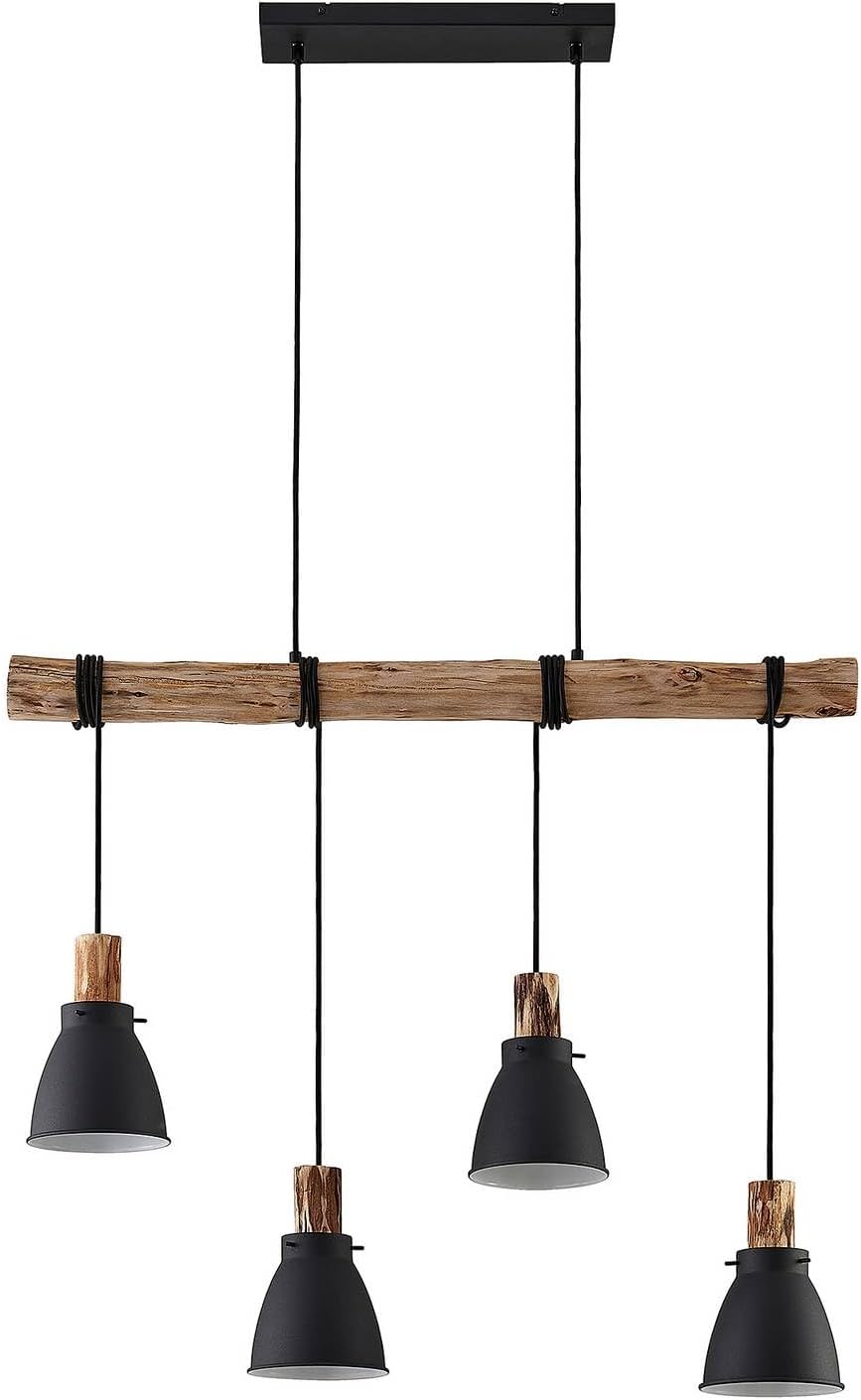 Lindby Esstisch Pendelleuchte Metall Holz, Hängeleuchte Esszimmer 4x E14 max. 8W ohne Leuchtmittel Hängelampe Wohnzimmer Esszimmerlampe Küchenlampe