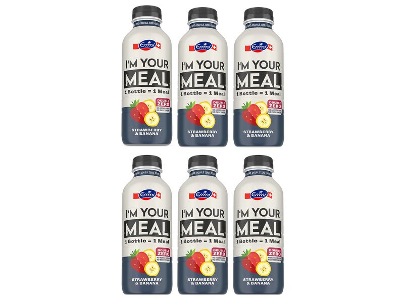 Emmi Trinkmahlzeit Double Zero Erdbeere Banane 6 x 500 ml Mahlzeitenersatz Erdbeere Banane mit Vitaminen und Mineralstoffen