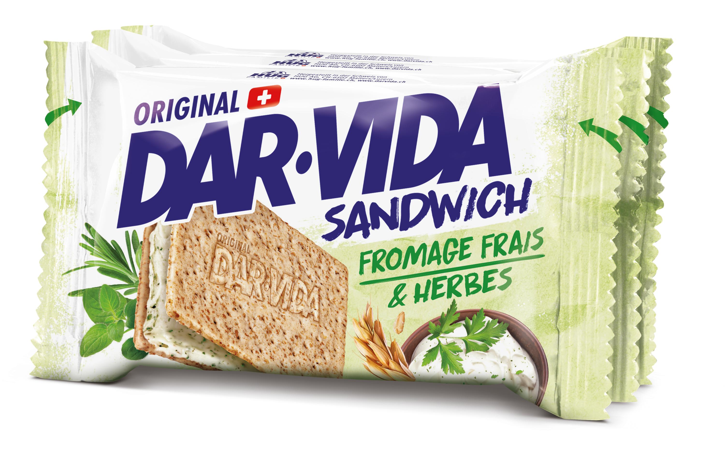 Sandwich Frischkäse & Kräuter 3 x 65 gWürzige Sandwich-Cracker aus der Schweiz