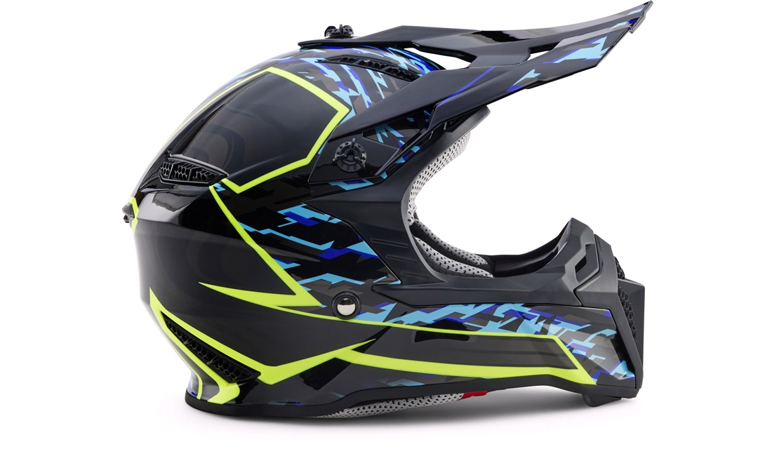 Crosshjelm NEX Racing Kids sort/blå/gul str. M (51-52cm)