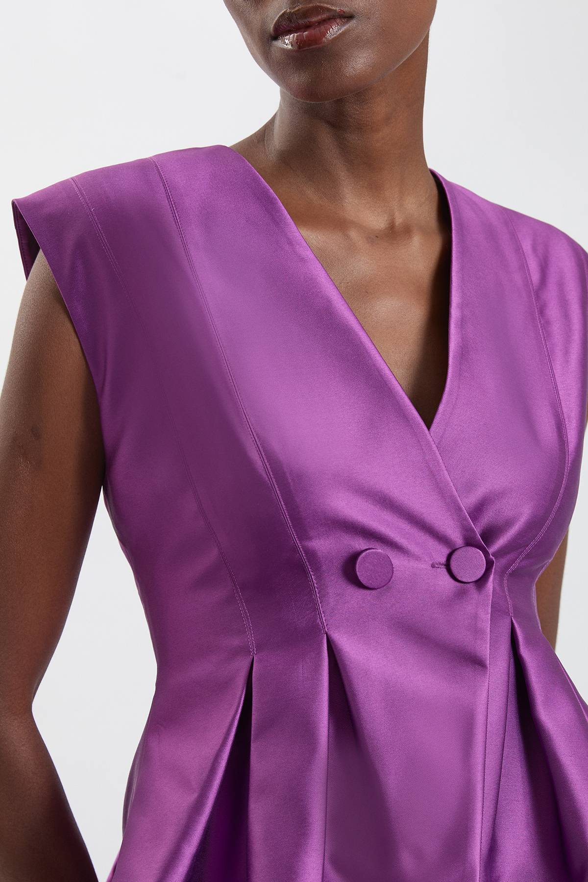 KarenMillen Robe Midi Péplum En Satin Structuré