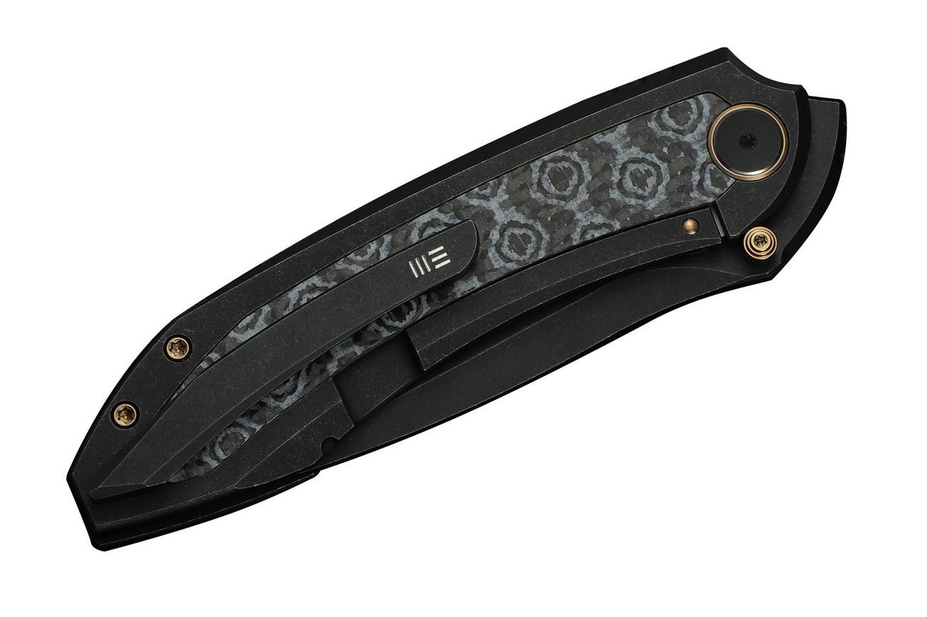 WE Knife Winsome WE23092-1 Black Stonewashed, Titanium Layered G10 Rose Pattern Carbon Inlay, zakmes