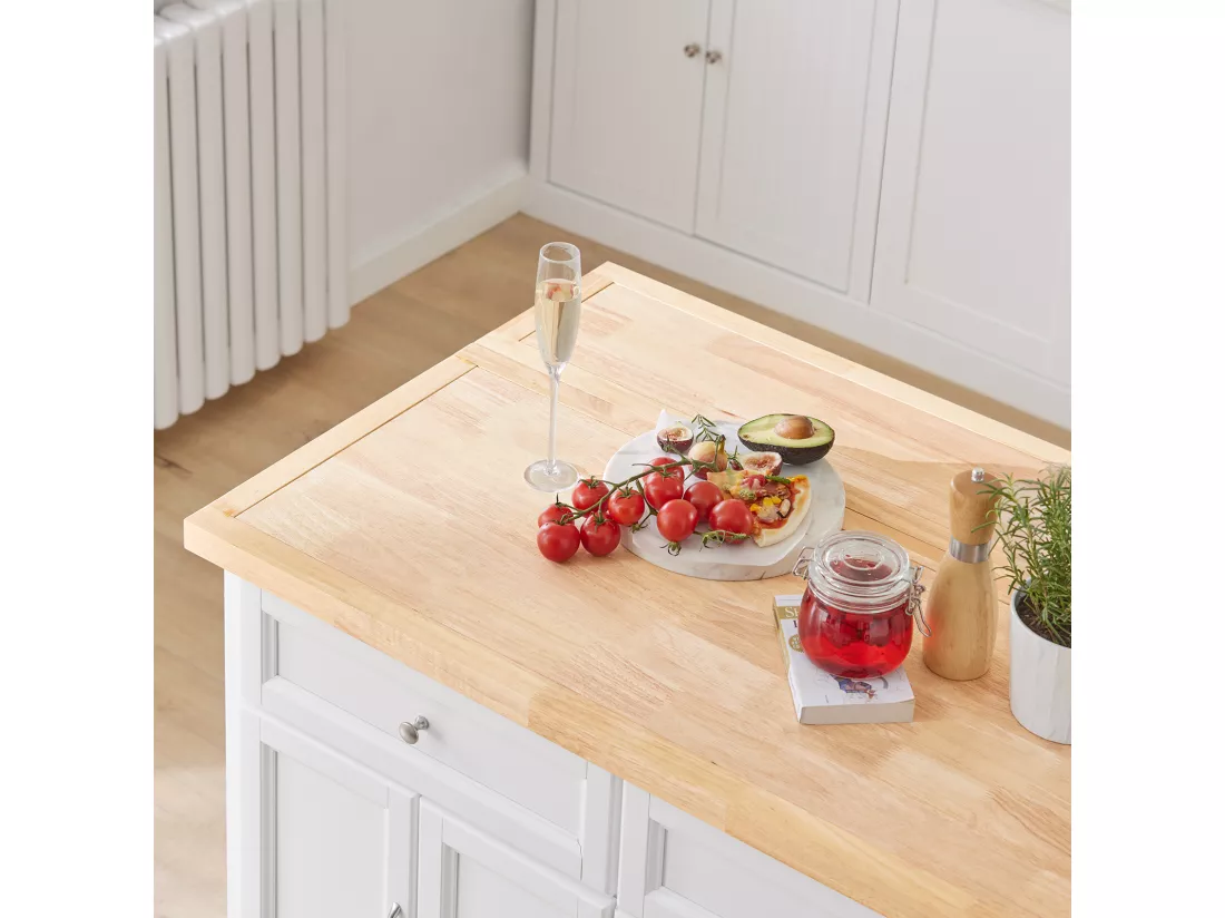Desserte sur roulettes en Bois avec Plans de Travail Rabattable, FKW71-WN