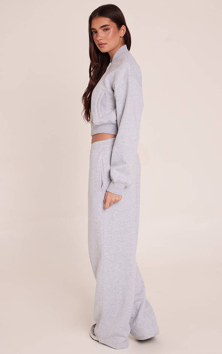 Gris Chiné Joggers En Molleton De Coton Avec Taille Croisée