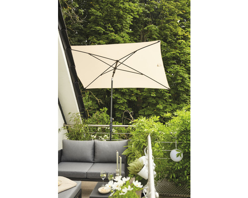 City center paalparasol Siena Garden 140 x 210 cm Polyester Aluminium antraciet Handzwengel opvouwbaar rechthoekig
