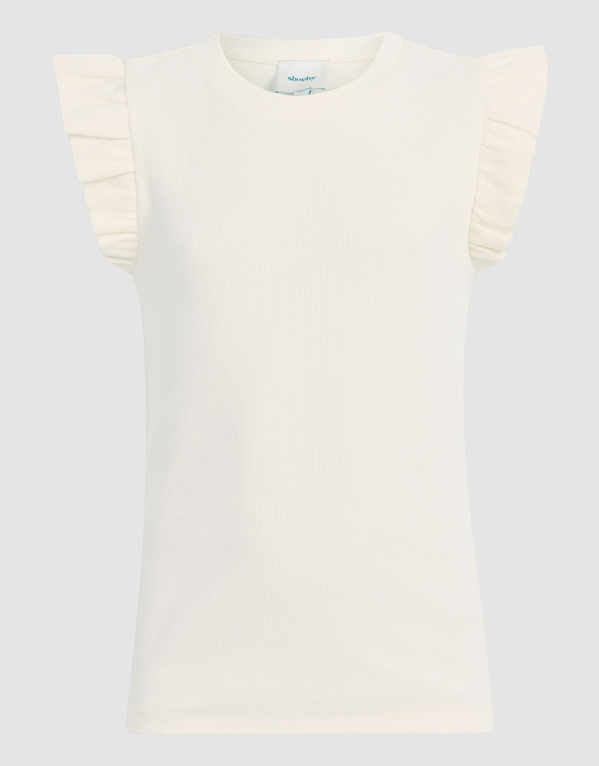 Ruffle Rib Top Gebroken Wit