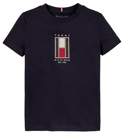 Tommy Hilfiger T-shirt - Flag EmbroideRød - Desert Sky