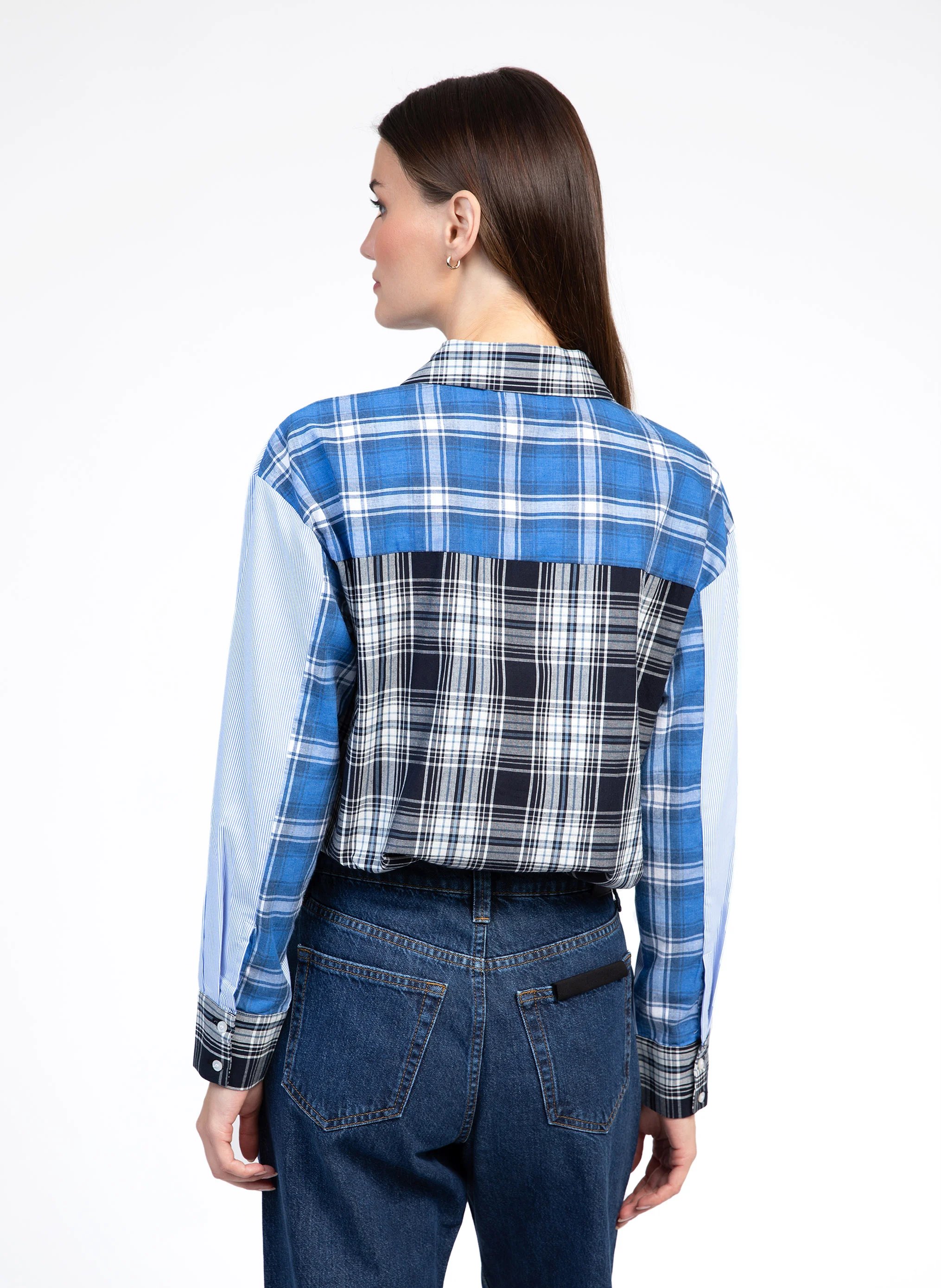 SISSYNA - Chemise droite en coton imprimé | Bleu