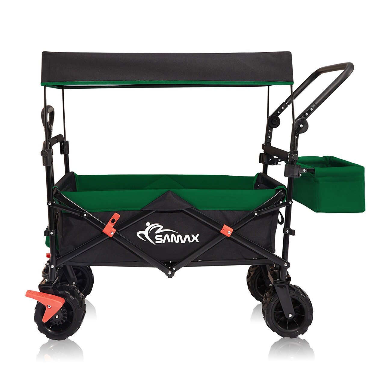 SAMAX Faltbarer Bollerwagen Offroad mit Dach - Schwarz / Grün