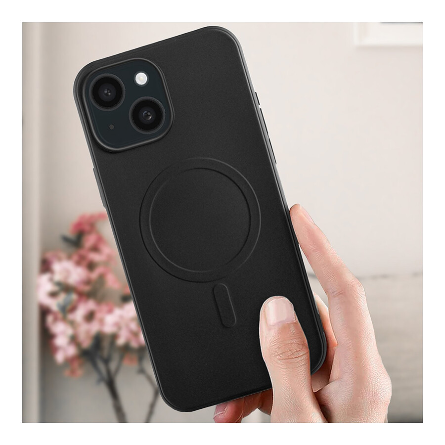 Akashi Coque de protection MagSafe en silicone noir- Apple iPhone 15 Plus