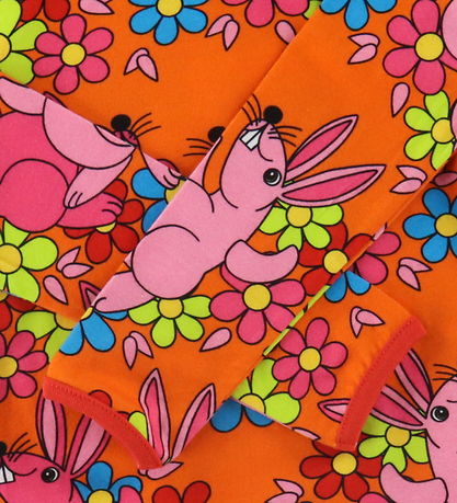 Småfolk Kleid - Orange m. Kaninchen und Blumen