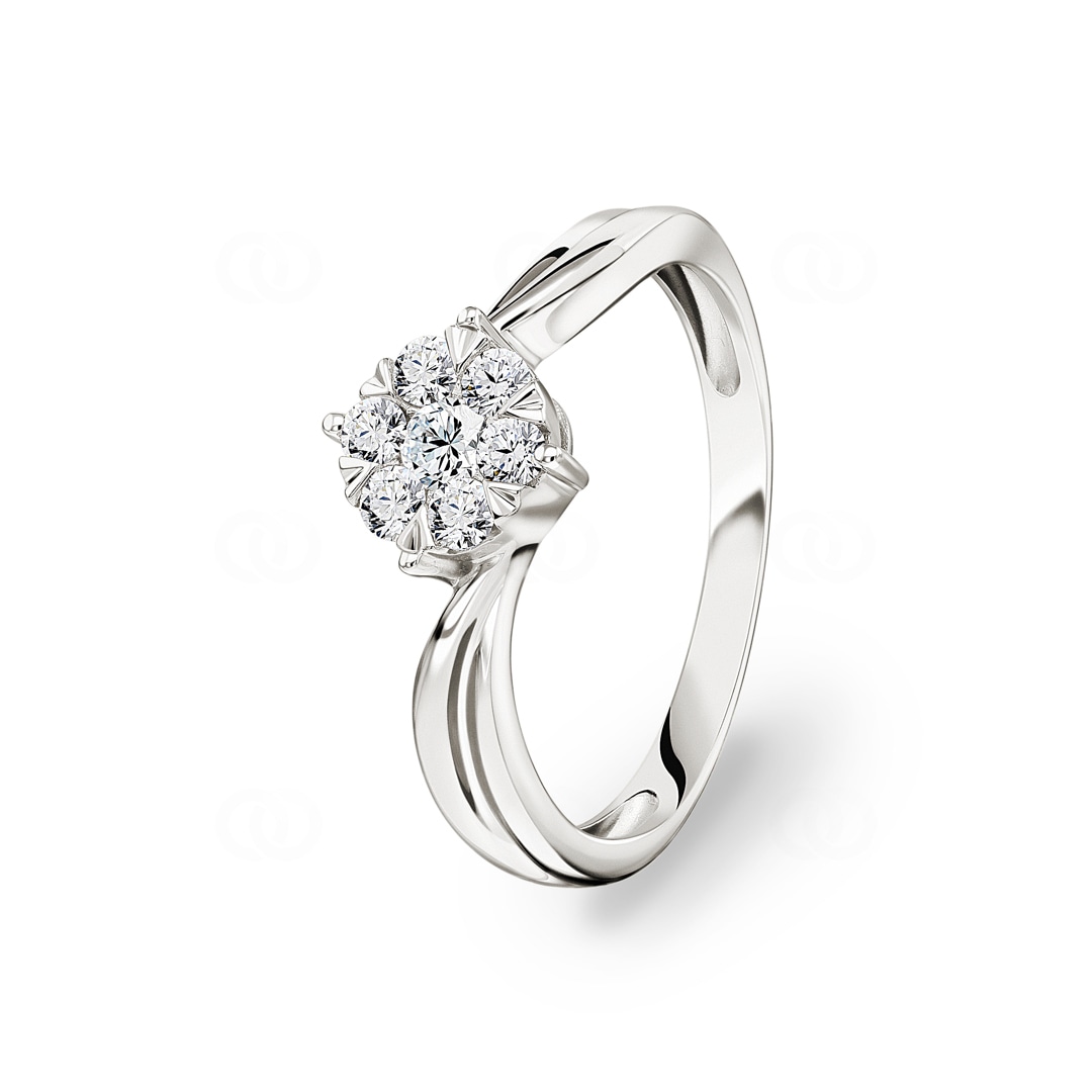 Verlobungsring 750/18 K Weissgold mit Diamanten 0.33 ct H/si