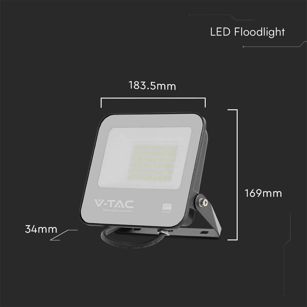 V-TAC VT-4455 - LED-koplamp - Zwart - 135lm/w - Samsung - IP65 - 50 Watt - 5740 Lumen -