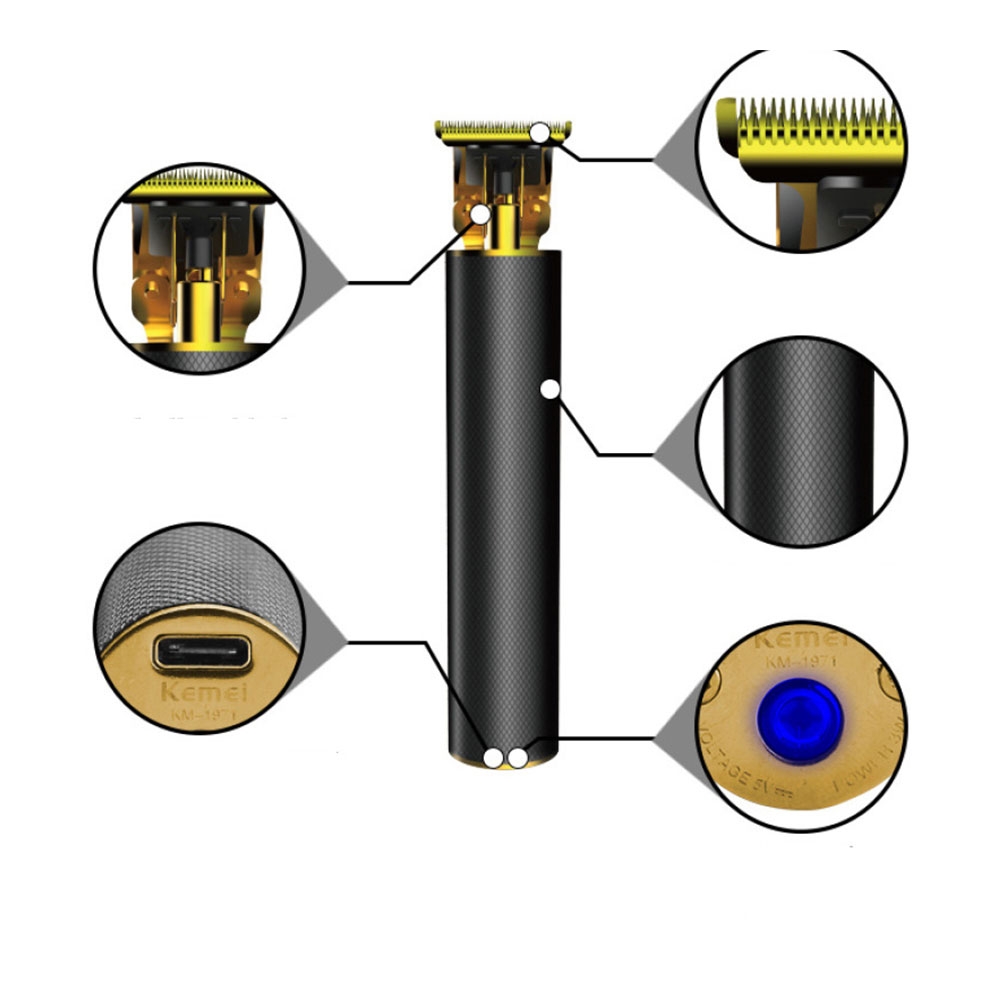 Elektrische Fast Charge USB C Reise Haarschneide Maschine Akku Rasierapparat Barttrimmer (0.5-9mm) - Schwarz