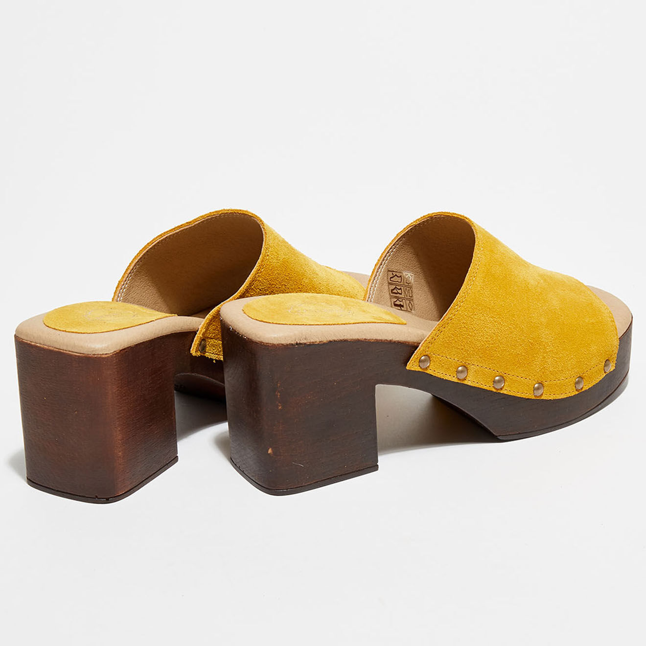Apologie Studio Sabots en Velours de Cuir Camilia moutarde - Talon 8.5 cm