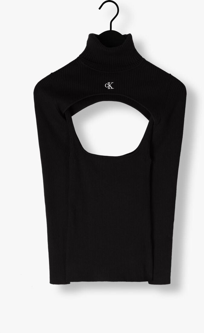 CALVIN KLEIN zwarte calvin klein coltrui 2 in 1 cut out tight sweater