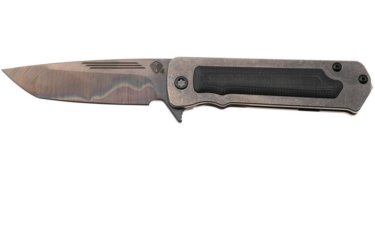 Medford TFF-4 25-TFF4-03, Vulcan S45VN Tanto, Tumbled Titanium Handle, Black G10 Inlay Handle, Black Hardware zakmes