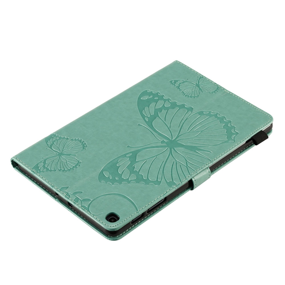 Samsung Galaxy Tab A 10.1 (2019) Leder Tasche Flip Cover Schmetterlinge - Türkis