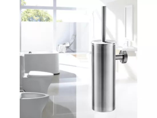 AuraLum Max Brosse de Toilette élégante en Acier Inox Ensemble Brosse WC à Manche Long avec Support Hygiénique pour Salle de Bain,EU Modèle