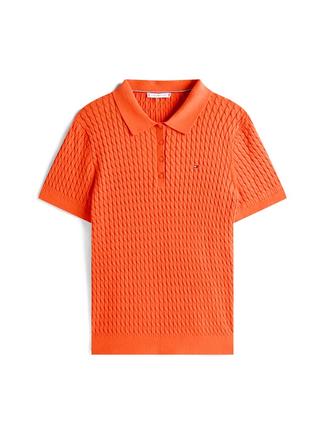 Tommy Hilfiger Curve Kurzarmpullover »CRV CO CABLE FINE GG POLO SWT«