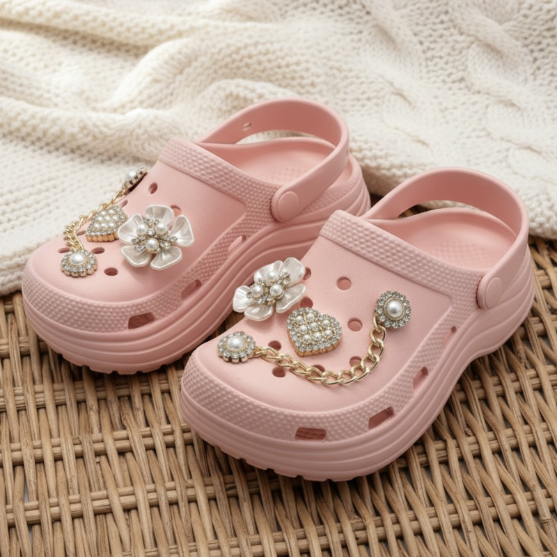 Luxe charm clogs - roze