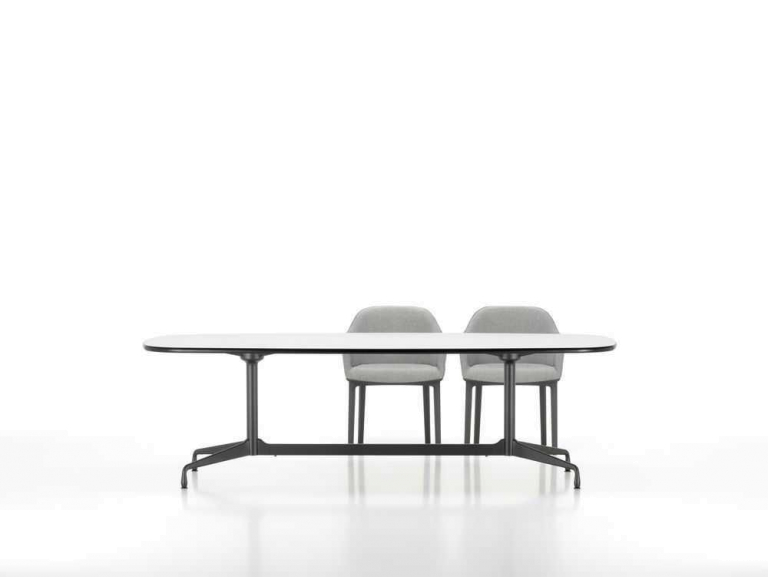 Vitra Eames Segmented Tafel 220 poedercoat deepblack eiken naturel
