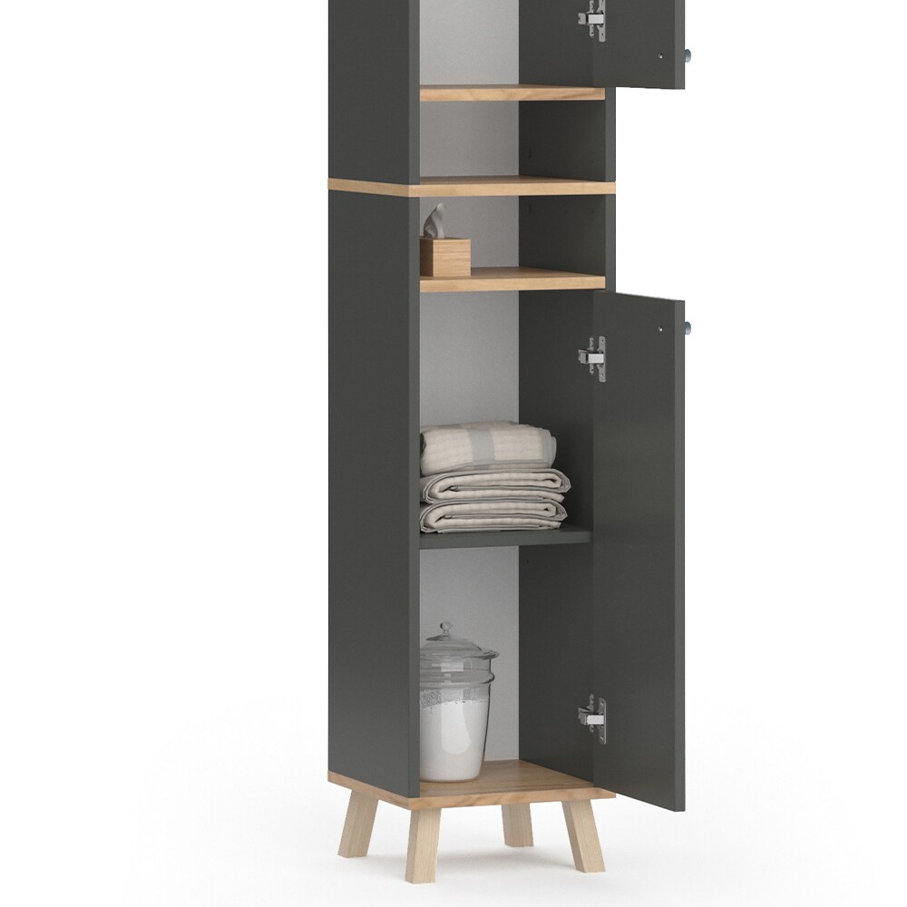 Vicco Badmöbelset Hochschrank Waschtischunterschrank Spiegelschrank Senyo GK/ANT